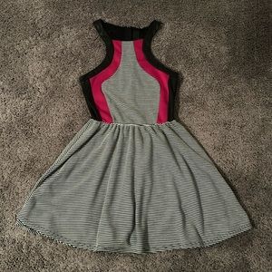 Striped dress with hot pink